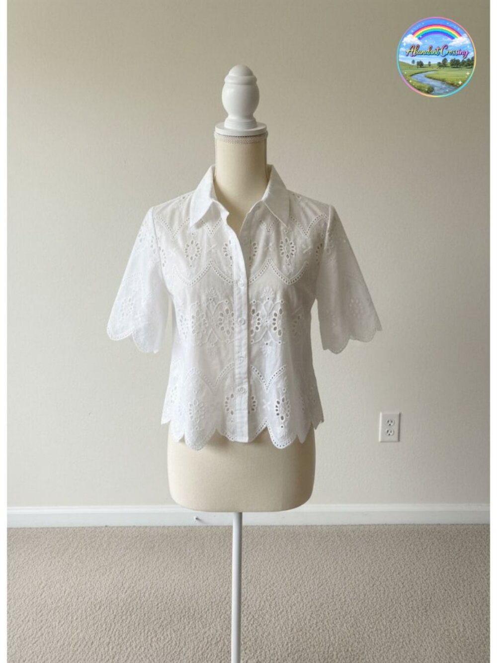 SweatyRocks Women's Short Sleeve Button Down Eyelet Blouse